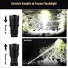 100000LM LED Flashlight USB Rechargeable Zoom Torch Strong Light Focused Light Source Can Light a Flame Waterproof Lantern