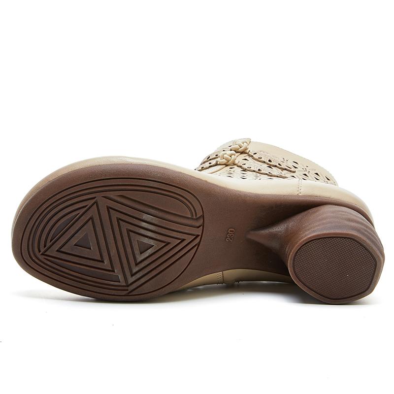 Fashion GKTINOO Handmade Women Boots Breathable Hollow Out Thick Heels Soft Ankle Boots For Women Genuine Leather Summer Casual Shoes