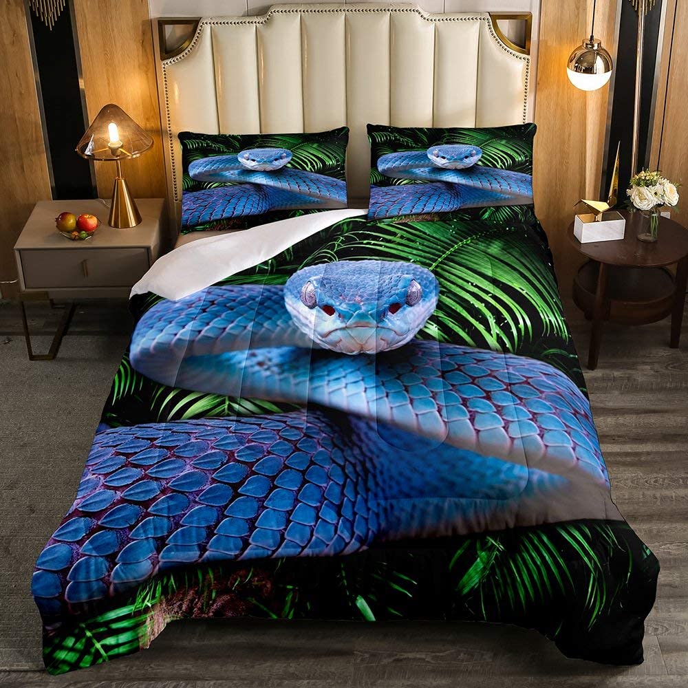 Duvet Cover Cartoon Viper Print Bedding Set for Boys Girls Snake Serpent Comforter Cover Kawaii Child Animal Bedroom Collection