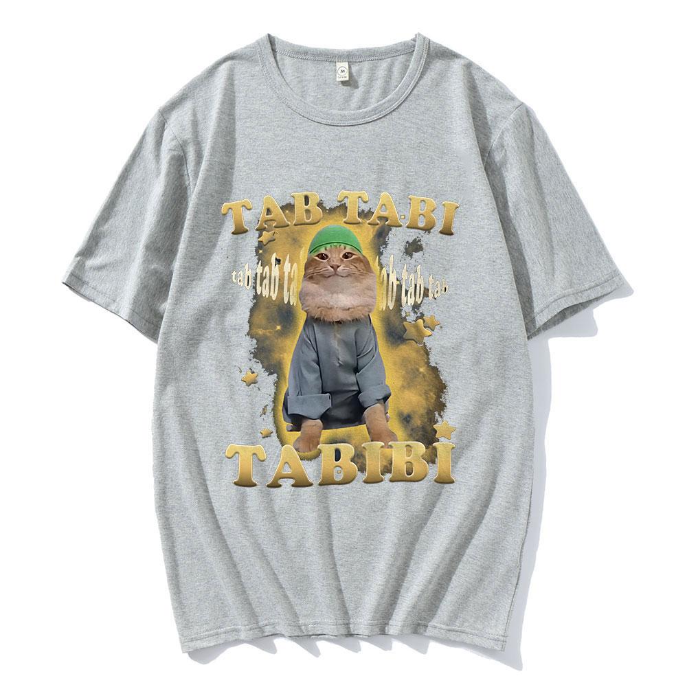 Tab Tabi Tabibi Lustiges Halal Katze Meme T-Shirt Kätzchenliebhaber Geschenk Männer Frauen Kleidung Vintage Kurzarm T-Shirt Baumwoll T-Shirts