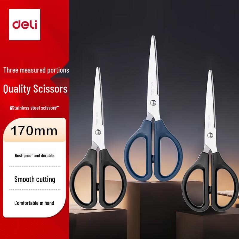 Deli 170mm Medium Scissors (3-Pack)