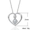 Silver Plated Infinity Heart CZ Pendant Necklace, Princess Cut Love Cable Chain Necklace for Women