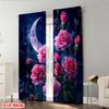 Set Of 2 Flat Printing Curtains Pink Roses Crescent Fabric Without Electricity Birthday Party Use New Year Carnival Curtain Polyester