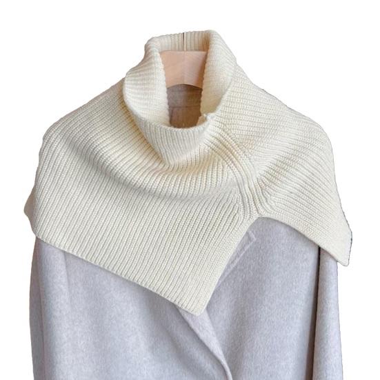 Women Shawl Scarf High Collar Side Split Design Windproof Warm Fabric Fake Collar Outdoor Lightweight Shawl Wrap