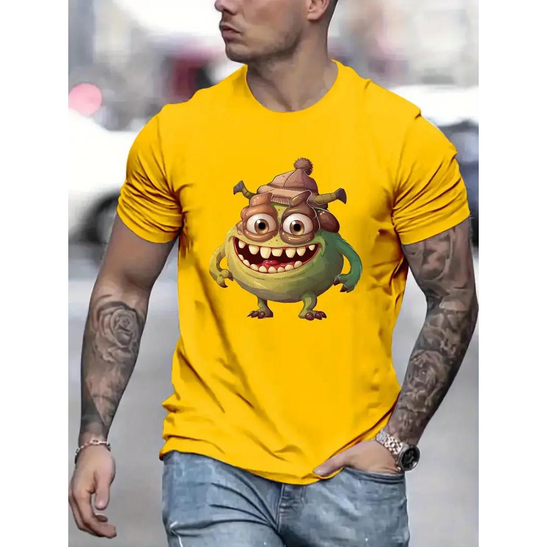 

Мужская футболка, летняя повседневная футболка с короткими рукавами и мультяшным принтом, забавные футболки, модная уличная одежда, мужская одежда больших размеров, пуловер с круглым вырезом 3XL