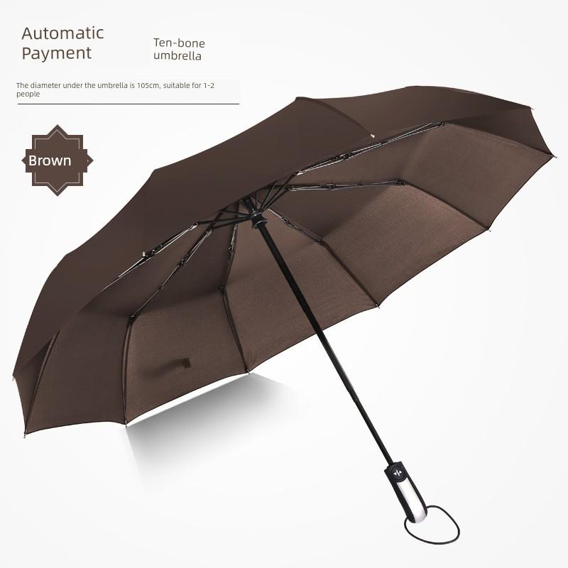 Fully Automatic Business Umbrella, 70% off Foldable, Large Double Umbrella with Ten Ribs, Windproof, Dual-Purpose for Sun and Rain, Suitable for