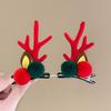 1pair Christmas Red Antler Hair Clip Accessories for Kids Side Hair Clip for Children's Hair