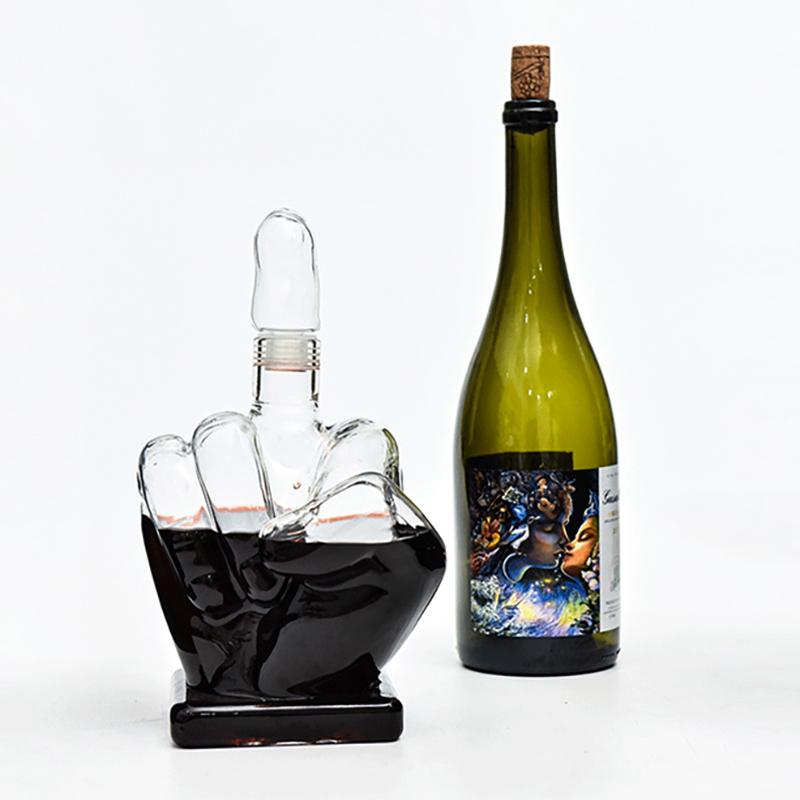 1000mL Middle Finger Decanter Red Wine Whisky Vodka Glass The Wine Bottle Creative Bar Home Kitchen Wine Cabinet Decoration