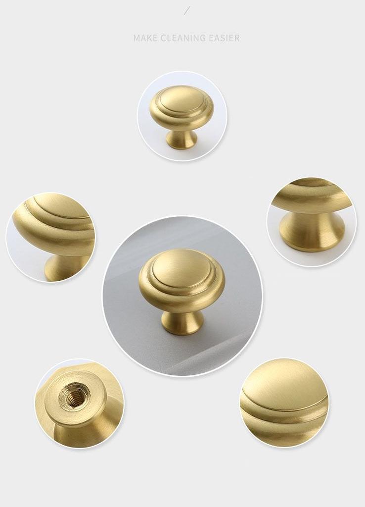 Brass Handle Pure Copper TV Cabinet Round Drawer Cabinet Door Handle Furniture Gold Handle