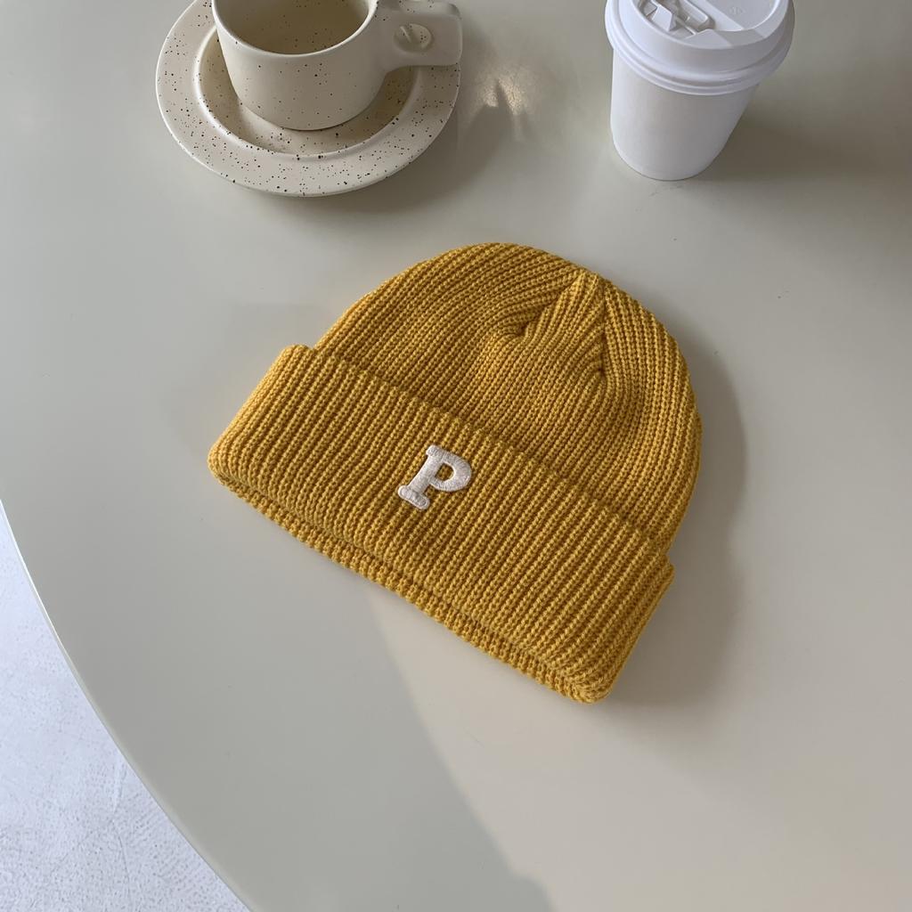 All-match Letter Knitted Wool Hat for Women Korean Style Autumn and Winter Warm Fashion Bag Head Hat