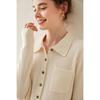 Women's Cashmere Polo Collar Knit Top: Versatile Solid Color Cardigan Sweater Coat