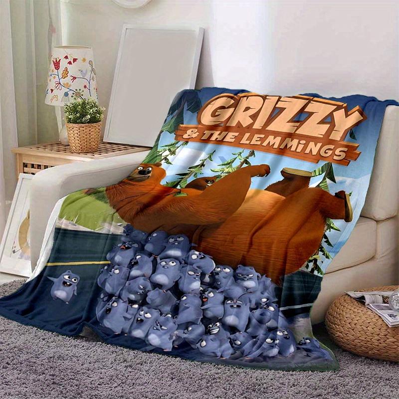 1pc, Grizzy & The Lemmings: Cozy Throw Blanket, Perfect for Home Decor, Couch Cover, Outdoor Use, Gifts, Flannel Blanket, Ideal for Bedroom, Living Ro