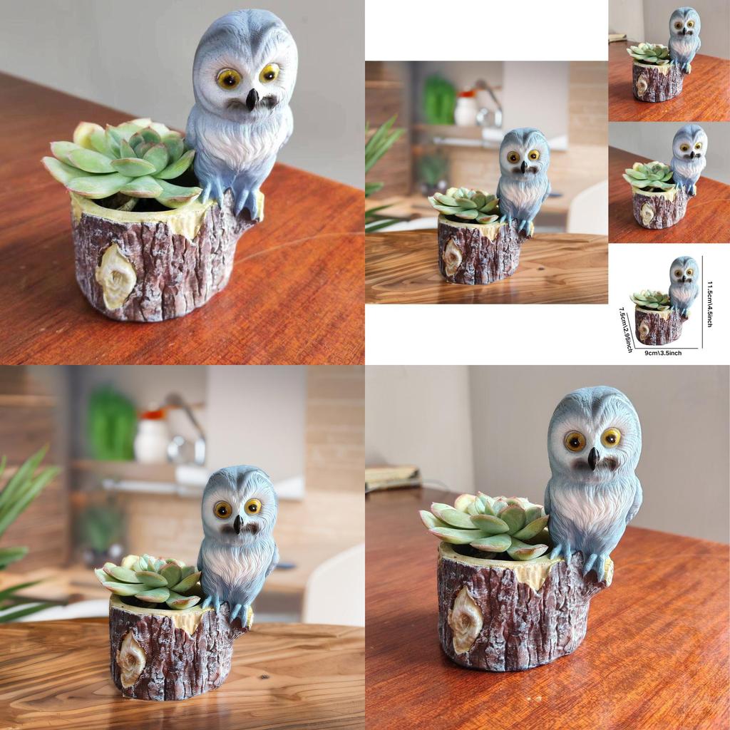 Stylish Owl Planter Elegant Resin Flower Pot For Contemporary Home Dcor