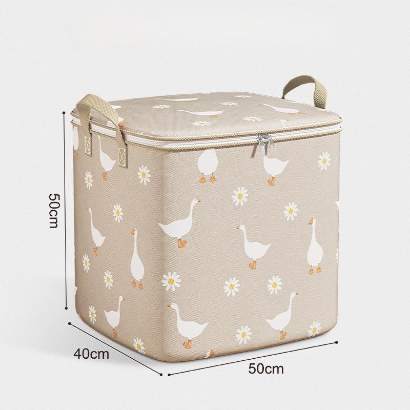 Niedliche Quilt-Aufbewahrungstasche mit Gänseblümchen und Ente, staubdicht, Organizer, Kleiderschrank, platzsparende Tasche, Reise, Umzug, Bettwäsche, Aufbewahrungsorganisation