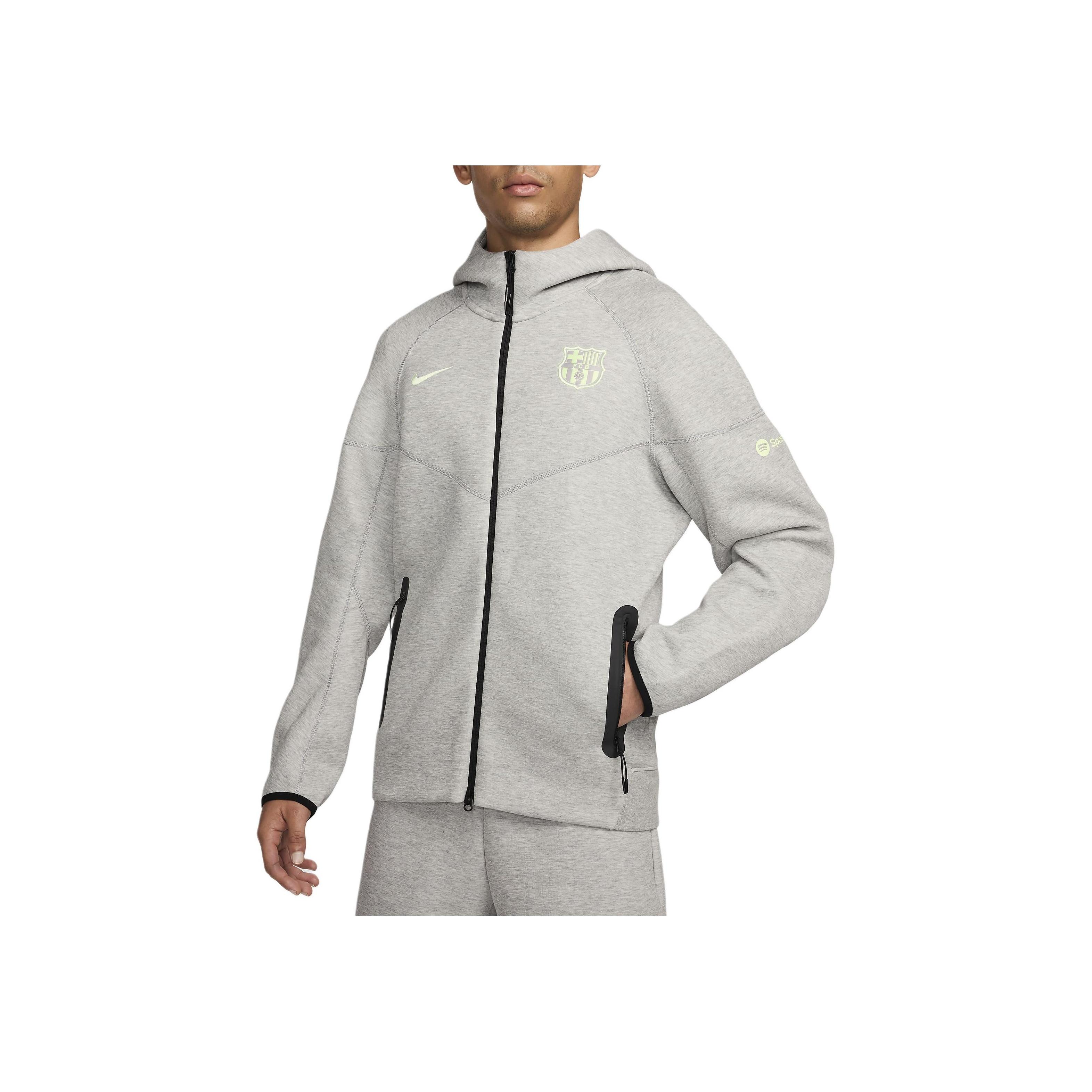 

Nike Худи FC Barcelona Tech Fleece Windrunner Third на молнии во всю длину для мужчин, худи темно-серого и светло-зеленого цвета HQ3842-063 XL