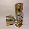 Personalized Brass Chalice: Engraved Gold Plated Wine Goblet