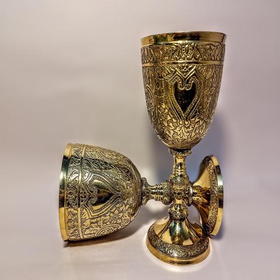 Personalized Brass Chalice: Engraved Gold Plated Wine Goblet