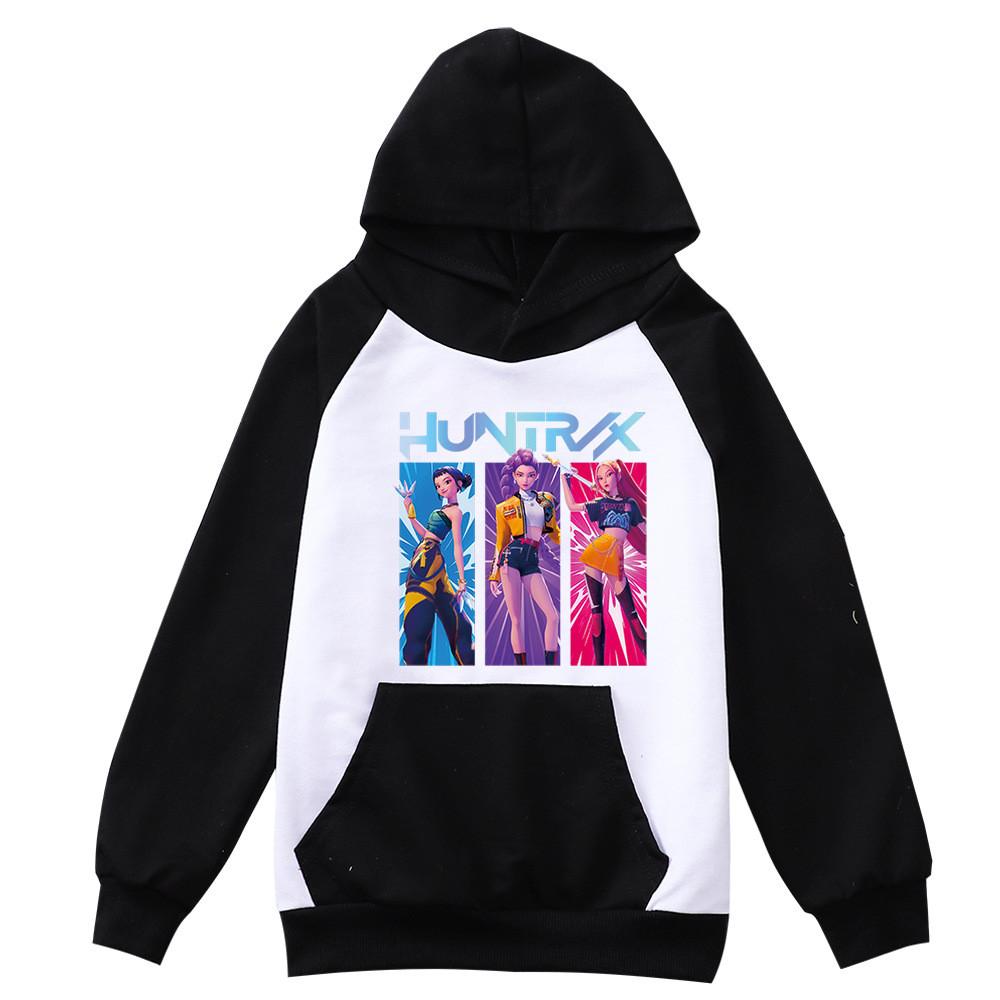 Kids Girls Anime Cartoon K-Pop Rumi Zoey Mira Printed Pocket Casual Long Sleeves Hoodies
