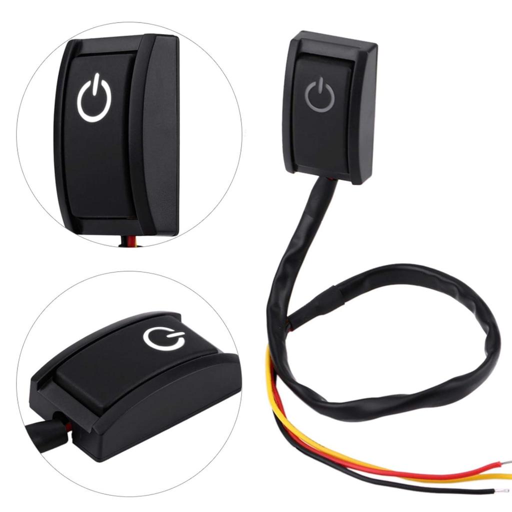 Car Paste Type Switch, DC 12V 200mA Paste Type ON/Off Button Switch Black