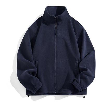 Men's Fleece Stand Collar Jacket - Thickened Winter Cardigan Hoodie with Long Sleeves