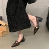 Spitze hochhackige Einzel-Schuhe Slipper Französische kleine Lederschuhe Retro Damen 2025 neues Modell schwarz dicker Absatz Koreanische Version Pendeln