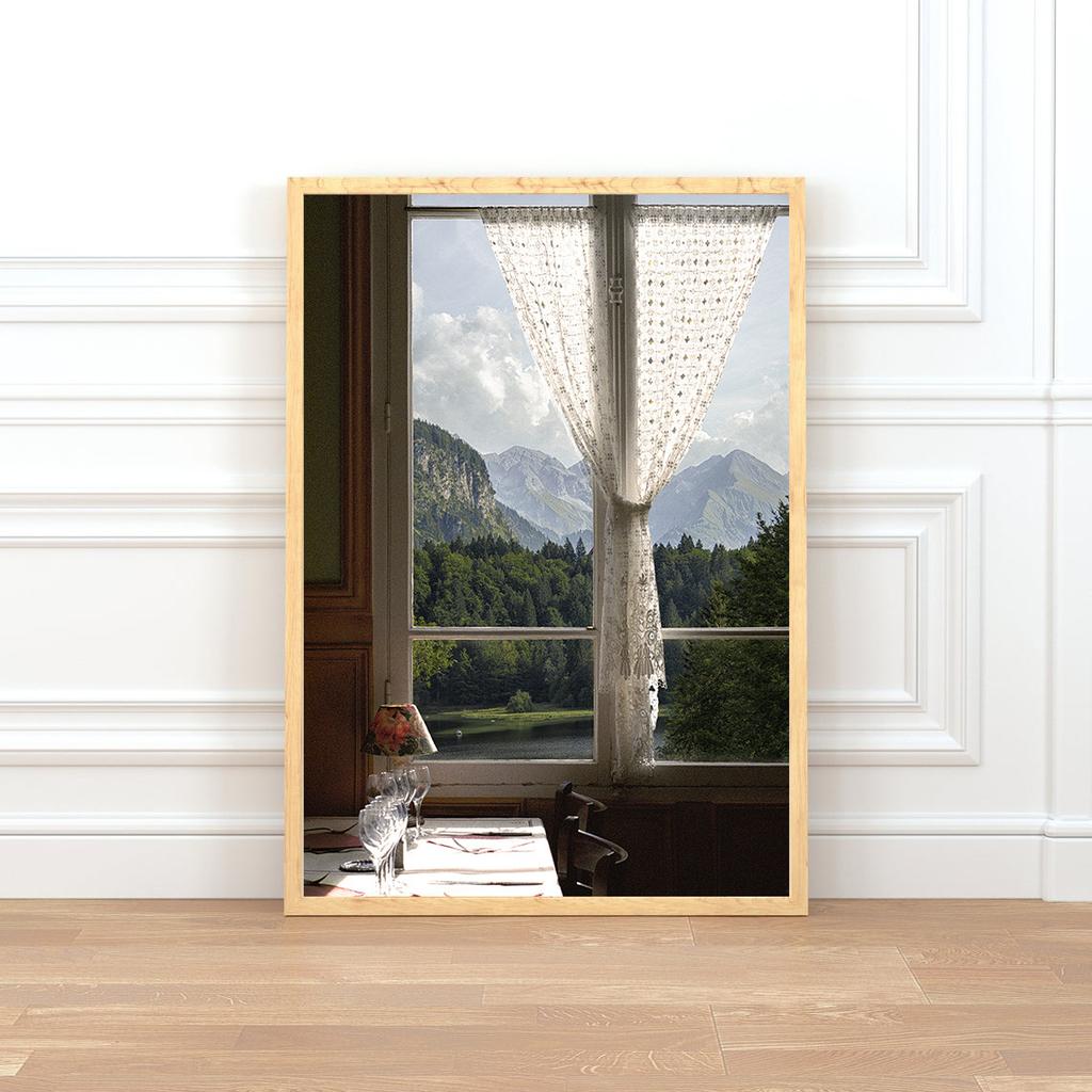 Pyradecor Quadro Tela Vintage Bandiera Americana | Stampa Su Tela Con Cornice Noce 43x30 Cm | Decorazione Per Soggiorno E Ufficio