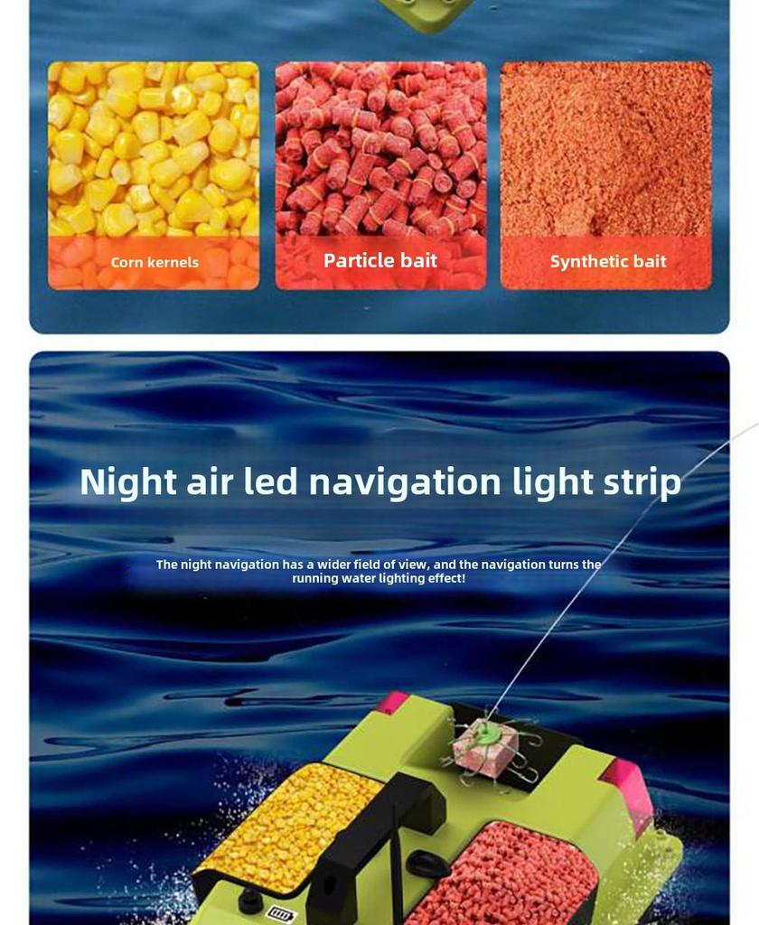 Fishing Boat GPS with Auto Return, 500m Remote Control, Bait Delivery, and Triple Storage Compartments