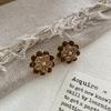 Exquisite Full Diamond Sunflower Hollow Flower Stud Earrings Temperament Exquisite Inlaid Zircon High-End Light Luxury Earrings