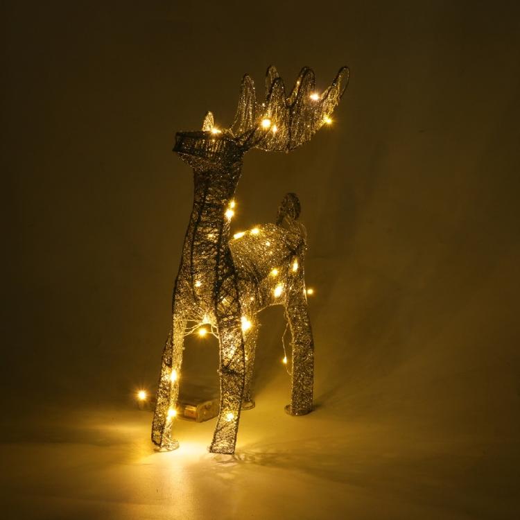 Christmas Wrought Iron Deer Figurine with Led Light Holiday New Year Party Decor