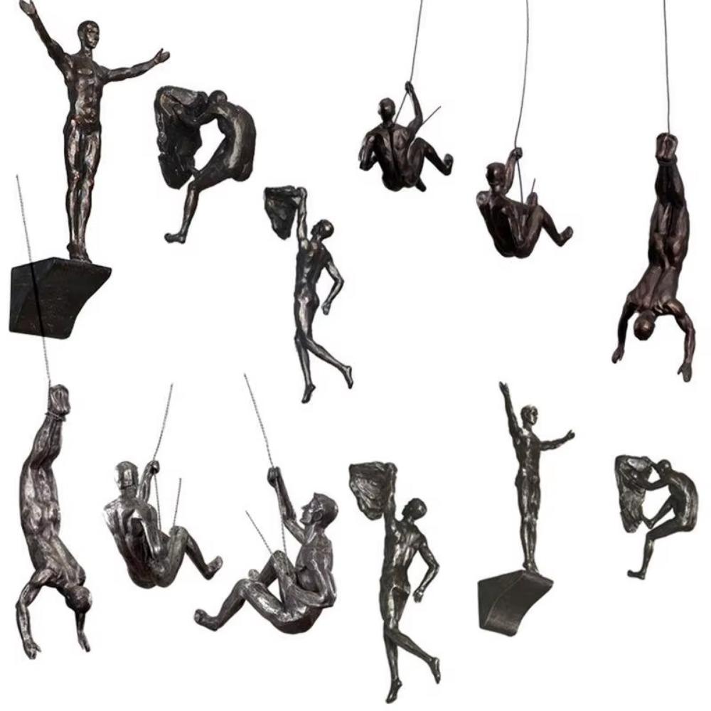 Unique Climbing Man Wall Sculptures European Style Abstract Character Pendant  Home Decor