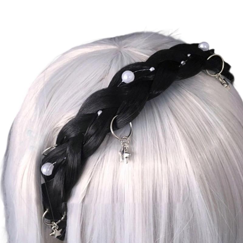 Punk Style Pendant Twisted Braid Headbands Costume Hairband Practical Friendly Hair Accessory For Women Girls Daily Wear