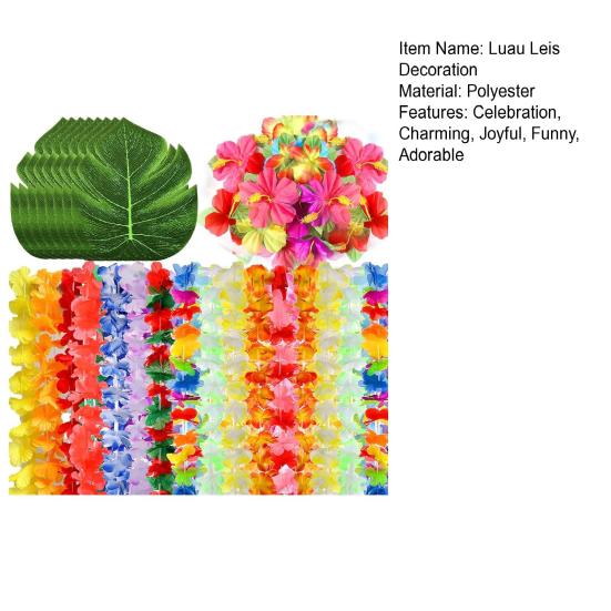70 Pcs Hawaiian Leis Luau Party Decoration Artificial Tropical Palm Leaves Hibiscus Flowers Hula Dance Party Favors for Summer