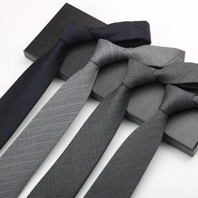 Tie Men'S Casual Stripe Grey Black Checked Wool Long Hand Tie