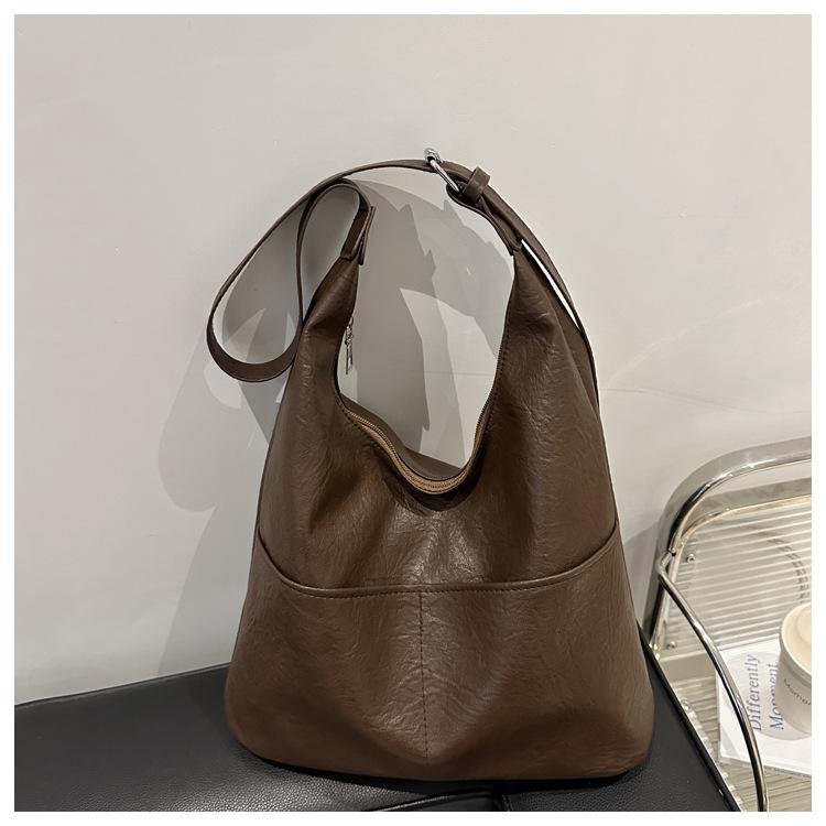 Simple Faux Leather Tote Bag for Women Minimalist Commuter Shoulder Handbag