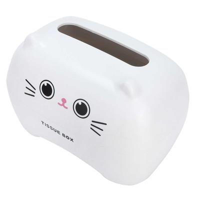 Tissue Box Cute Cartoon Multifunction Napkin Pumping Box Toilet Paper Holder Storage(White Cat )