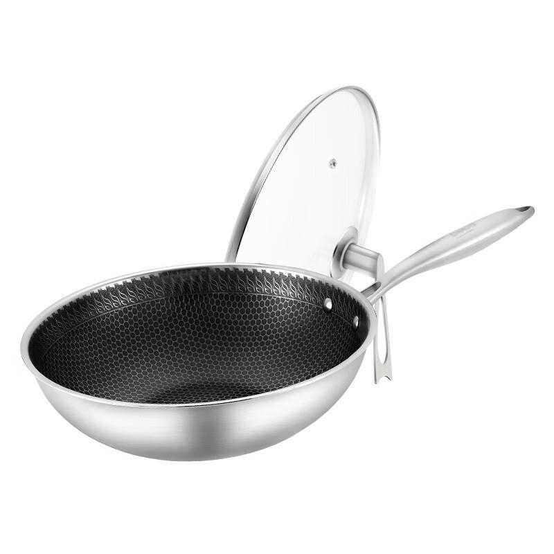 Debo 32cm Honeycomb Stainless Steel Wok