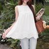 Women Casual Round Neck Loose Lace Splice Summer Sleeveless Tank Tops