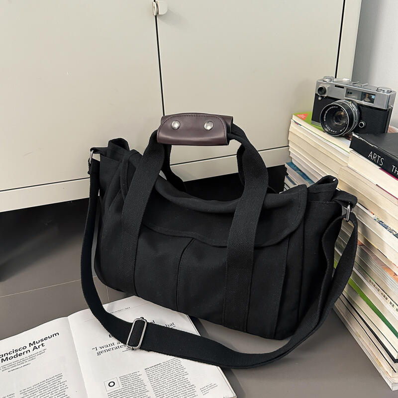 Canvas Bag Women's Crossbody Bag Men's Lightweight Commuting Shoulder Bag Large Capacity Student Class Bag