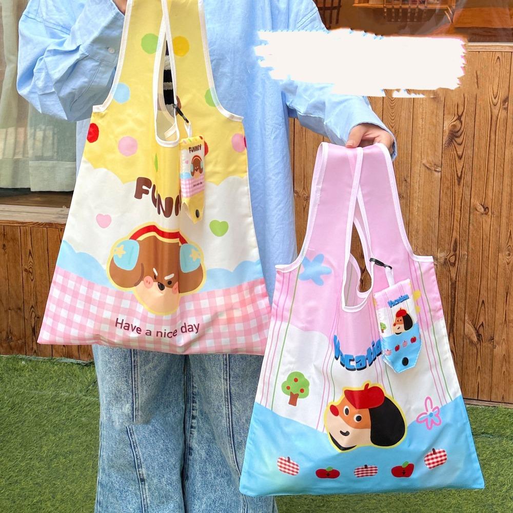 Nylon Cartoon Eco Bag Kawaii Supermarket Storage Bag Grocery Bag Foldable Shopping Bag  Women
