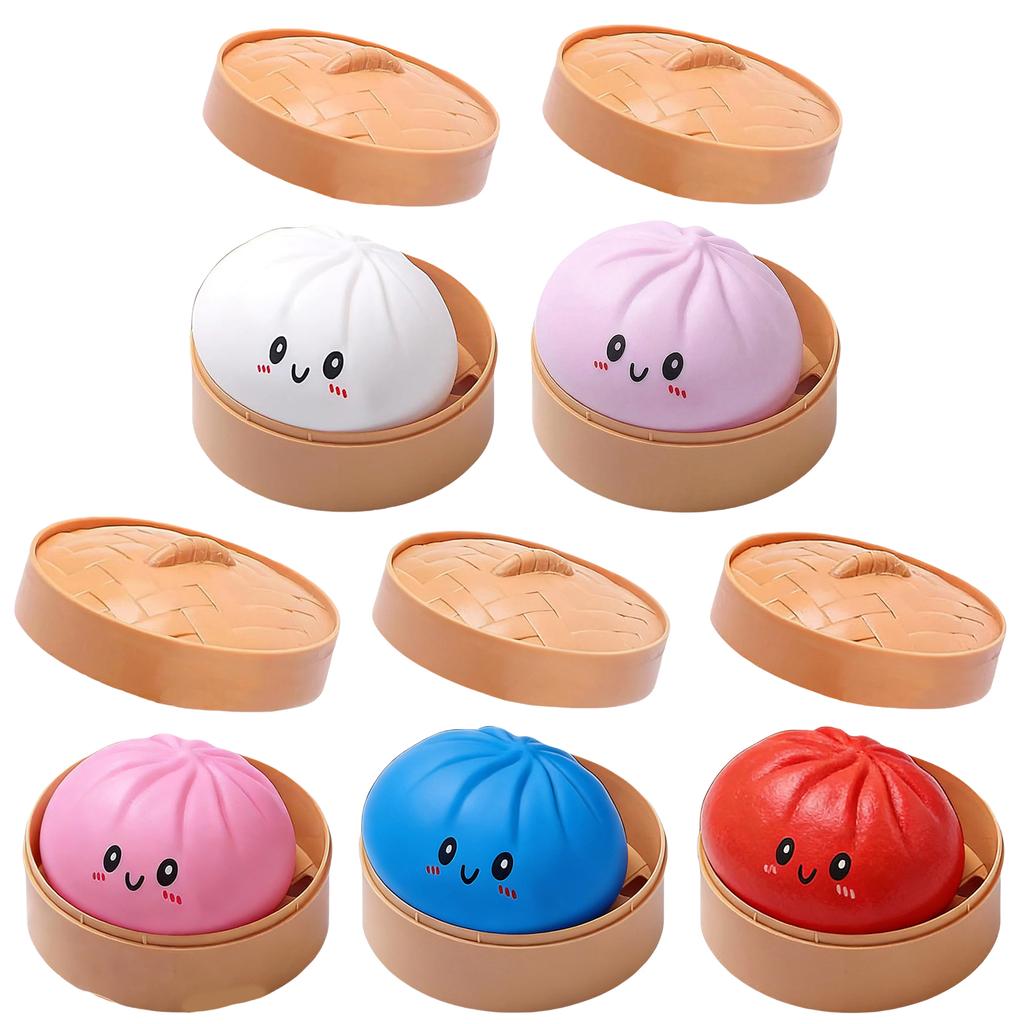 Dumpling Fidget Toy Bun with Food Steamer Stretchy Desk Toys Birthday Party Favors Gifts for Kids and Adults