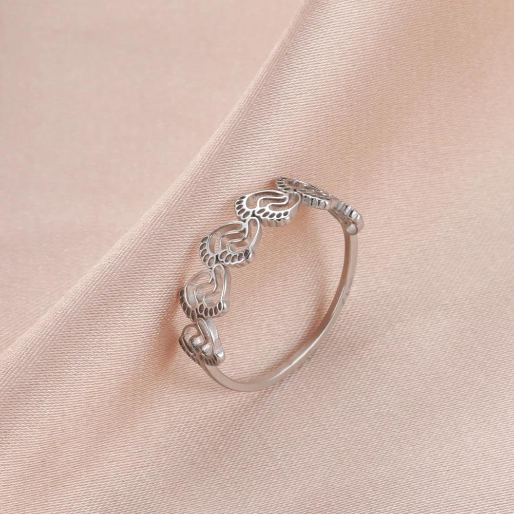 Skyrim Stainless Steel Women's Ring Simple Heart Butterfly Moon Phase Geometric Finger Rings Wedding Gift for Lover Wholesale