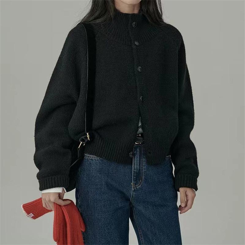 Blue turtleneck bottoming sweater cardigan women's autumn and winter bottoming sweater high-end small knitted sweater jacket