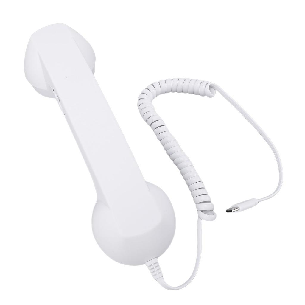 Retro Phone Handset with Volume Control Ergonomic Type C Wired Telephone Handset Receiver For Cellphone Video Call Conference