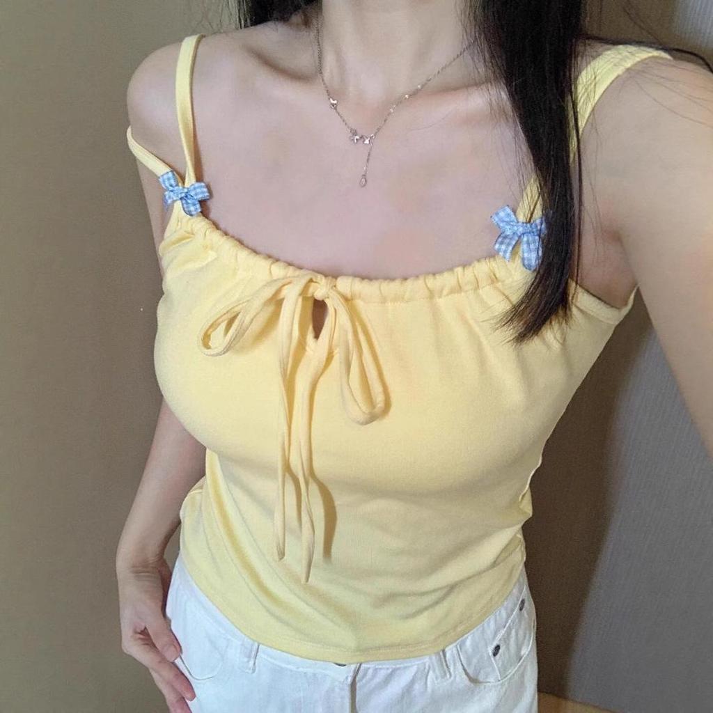 Women's Slim Fit Bow Camisole with Chest Pad - Summer Pure Desire Top