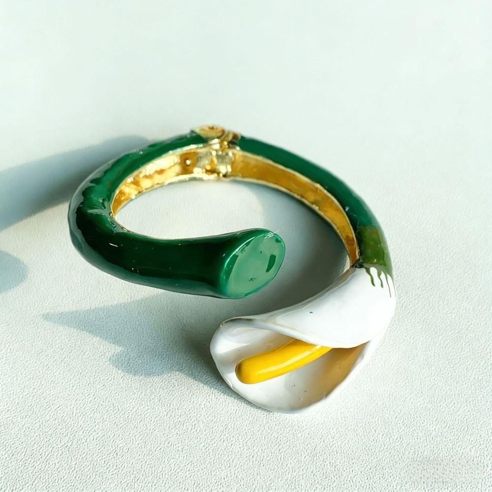 Ring Flowers Jewelry Set Vintage Floral Enamel Bracelet Fashion Calla Choker Necklace  Vacation