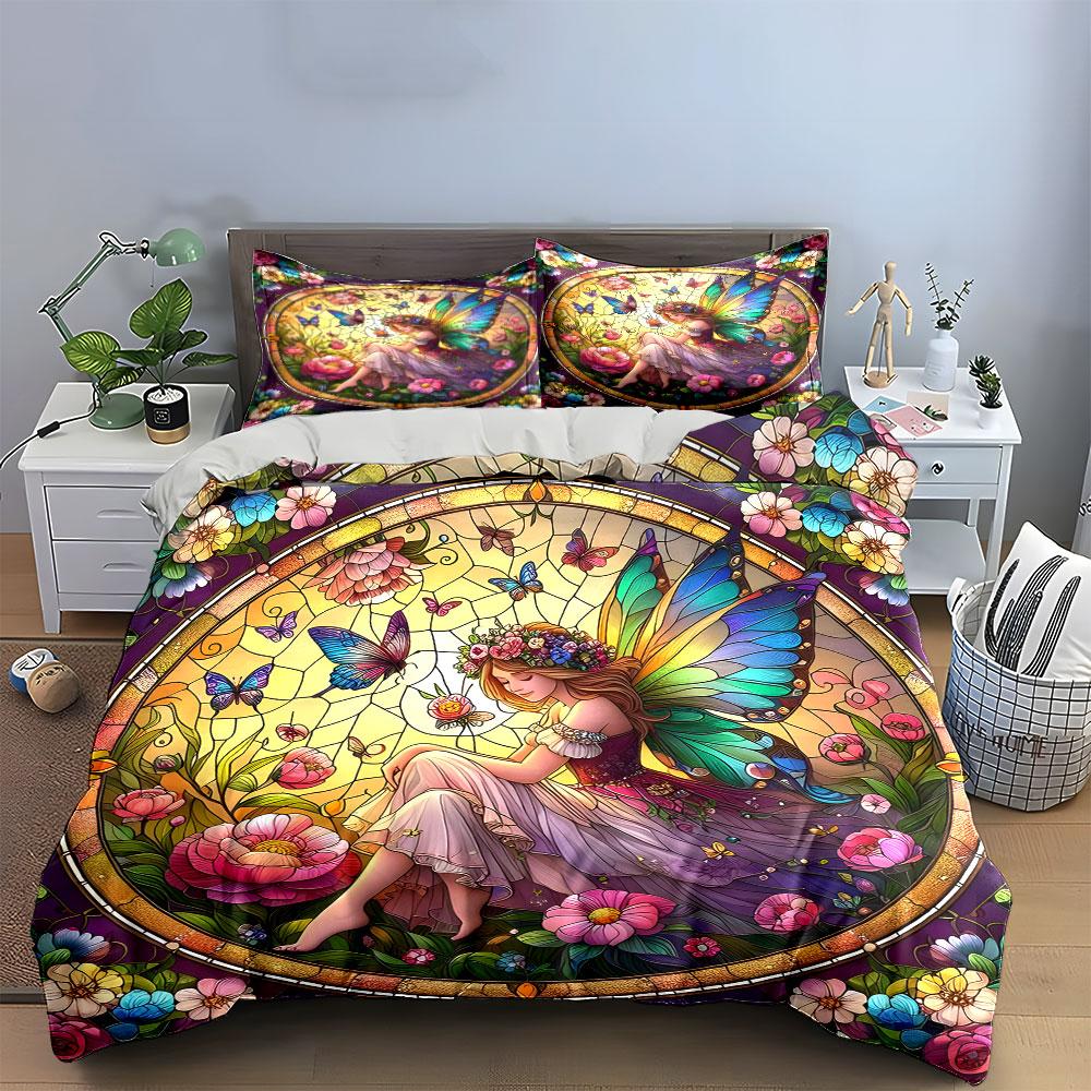 Fantasy Fairy Garden Decor Set Kid'S And Adults' Bedroom Decor, Exquisite Three-Piece Bedding Set Gift