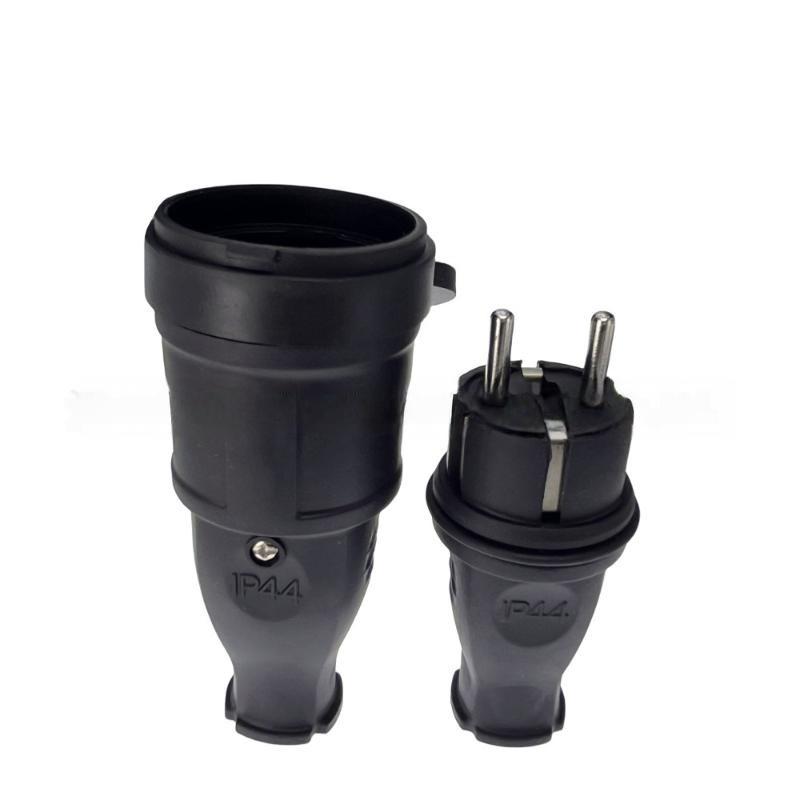 EU Rubber Waterproof Electrical Plug Socket Grounded European Connector Anti-slip for Outdoor Power Tool Connection