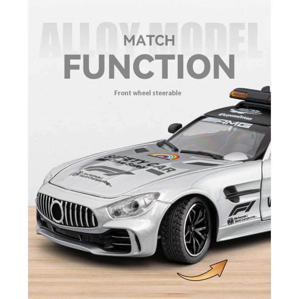 1/24 BENZ F1 Cool Sports Car Alloy Model Toys, Cool Lighting and Sound Effects, Strong Recovery, Four-wheel Shock Absorption