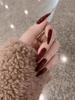 Solid Color Wine Red Fake Nails Easily Patched Artificial Nails for Fingernail DIY at Home