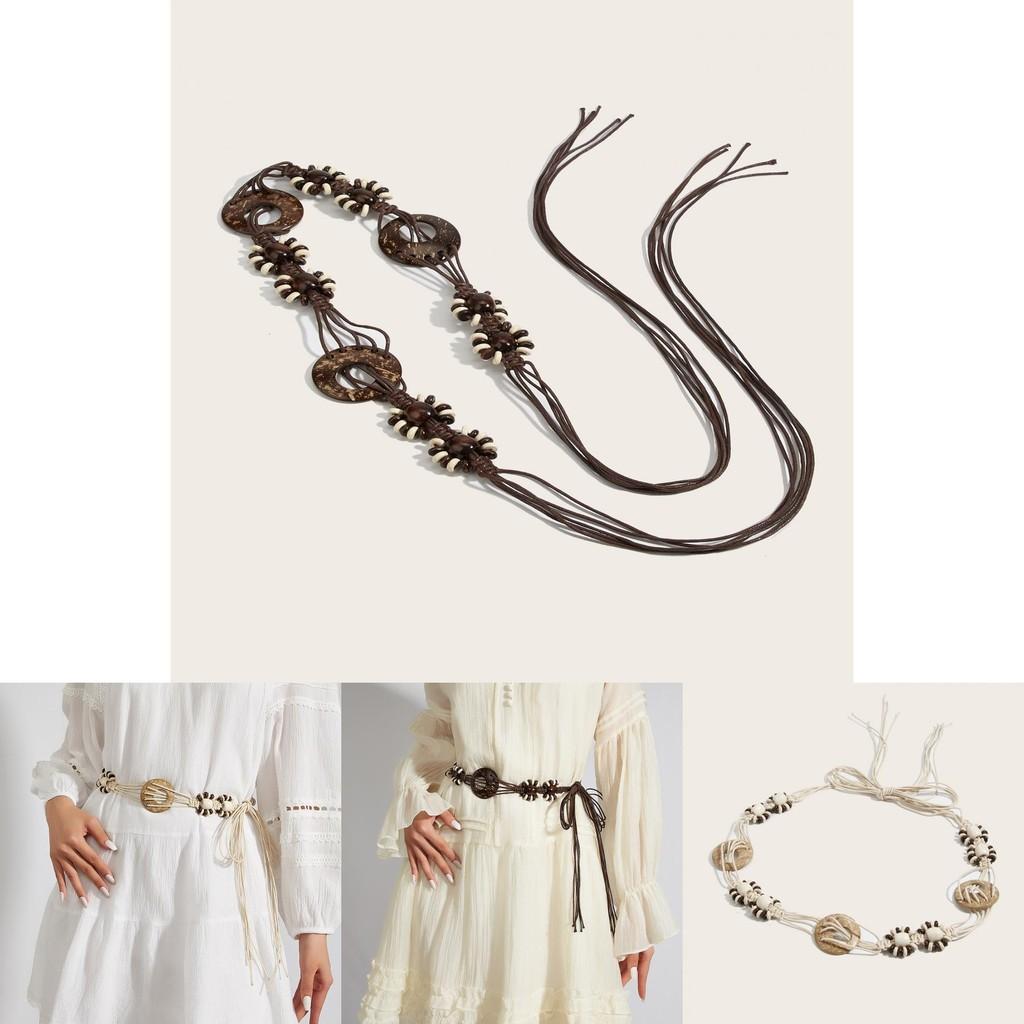 Bohemian Cotton Linen Handmade Waist Belt For Women With Knot Closure For Casual Dresses